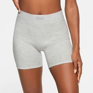 Skims Cotton Rib Boxer Light Heather Grey